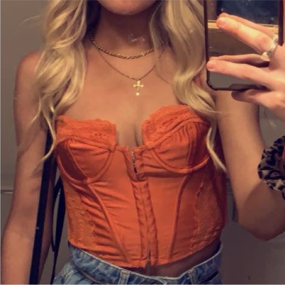 Edikted Vibrant Orange Lace Crop Top